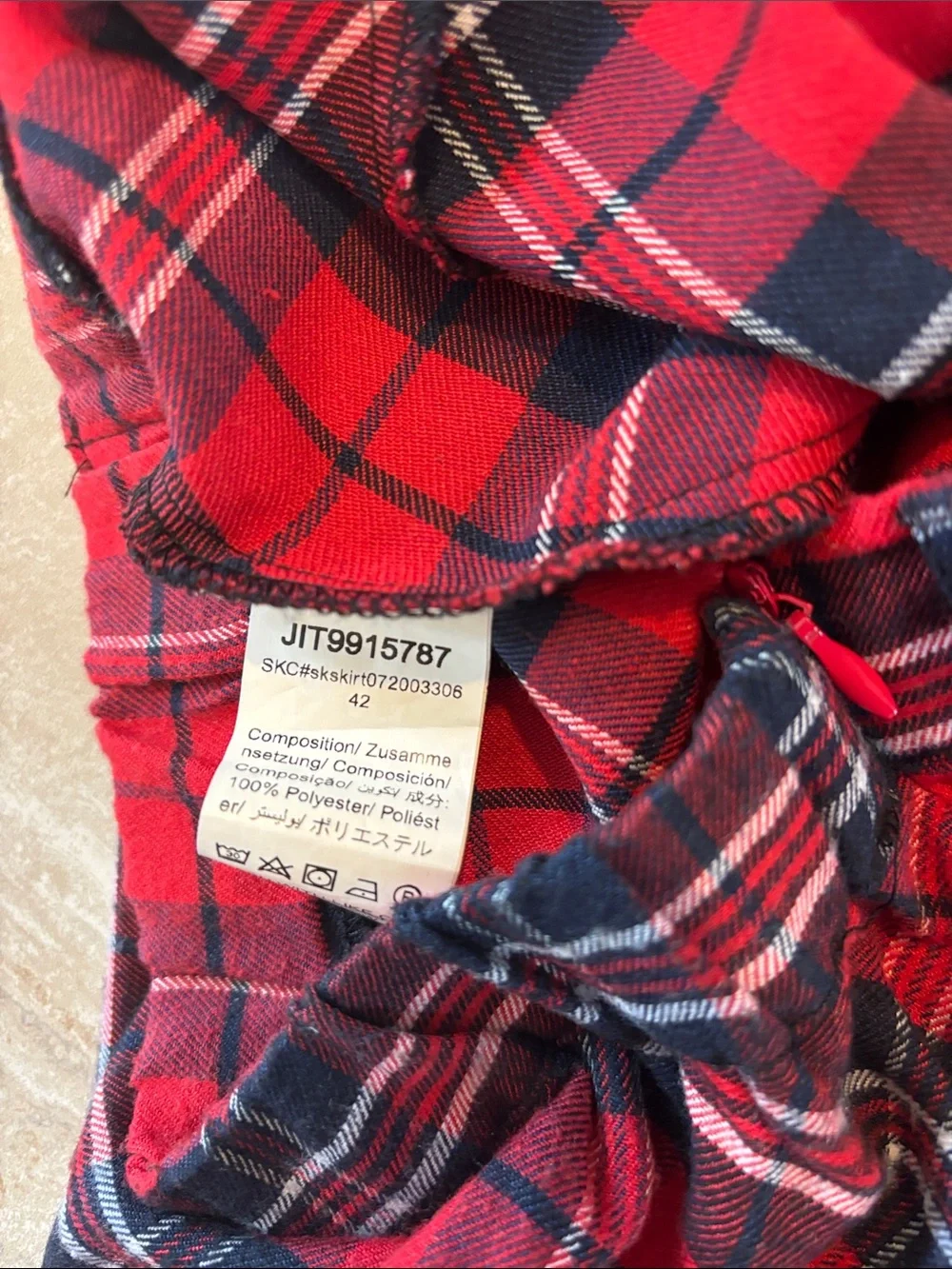 Girls' Red Plaid Flared Skirt